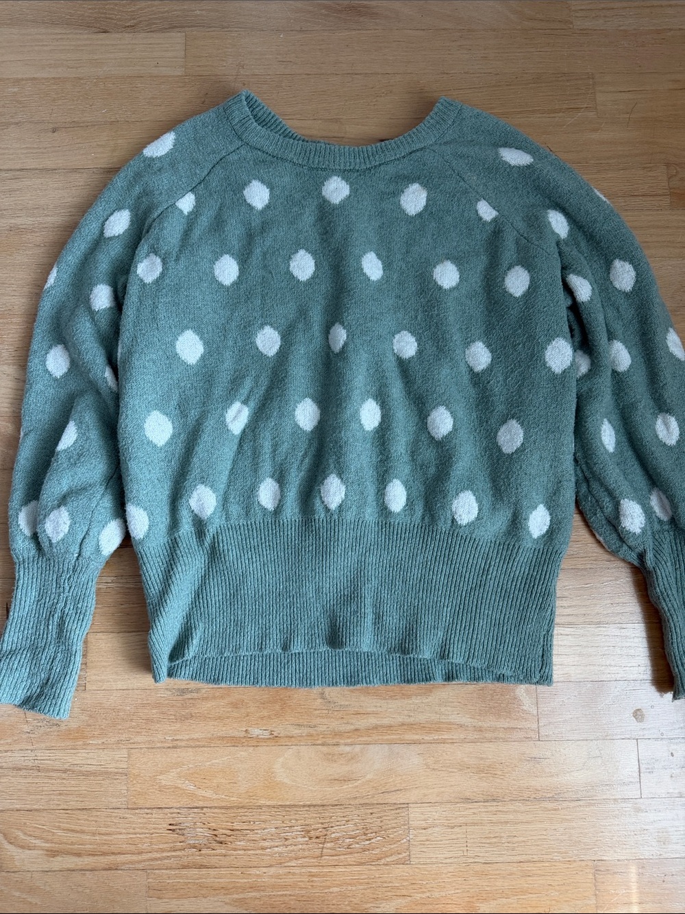 LC Lauren Conrad Sage Green Polka Dot Crewneck Sweater
